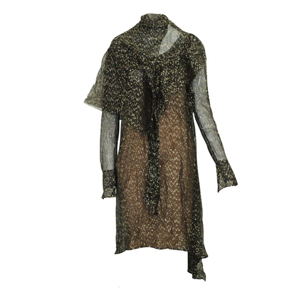 Petar Petrov Draped Metallic Fil Coupe Chiffon Dress in Black Cupro